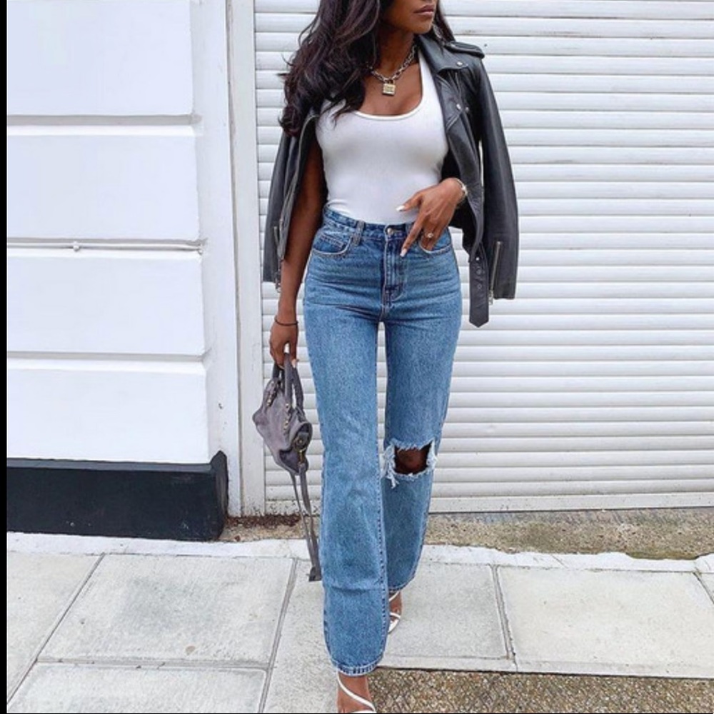 High Waited Denim Ripped Jeans